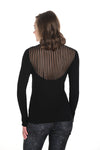 244658U Sheer Panel Slinky Knit Top