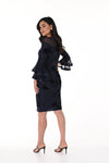 219221 Silky Knit Dress With Full Sleeves