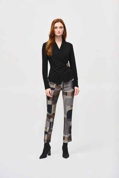 243299  Abstract Print Straight Pull-On Pants