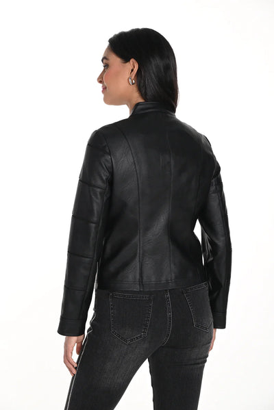 243419U Eco Leather Panel Jacket