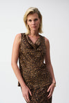 244258 Luster Satin Sleevless Cheetah Top