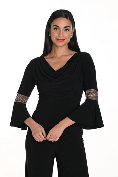 249025 V-Cowl Glamour Mesh Insert Top