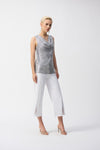 251081 Foil Knit Sleeveless Cowlneck