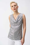 251081 Foil Knit Sleeveless Cowlneck