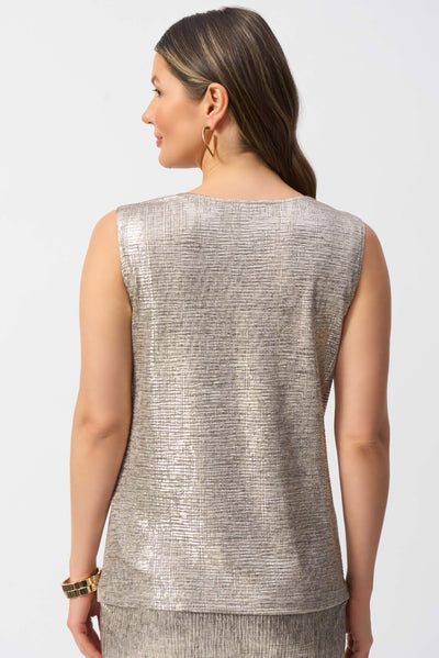 251081 Foil Knit Sleeveless Cowlneck