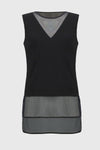 251091 Silky Knit & Stretch Mesh Sleeveless Top