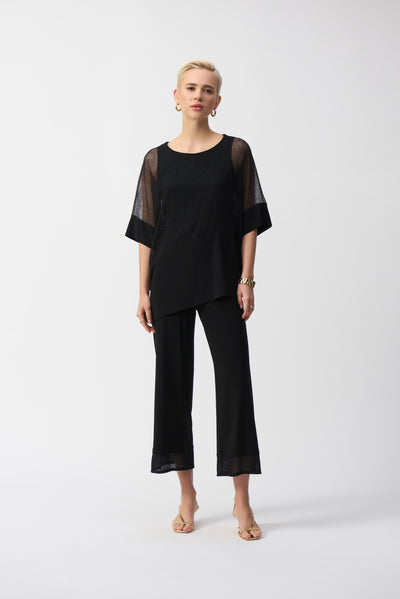 251092 Mesh And Silky Knit Cocoon Top