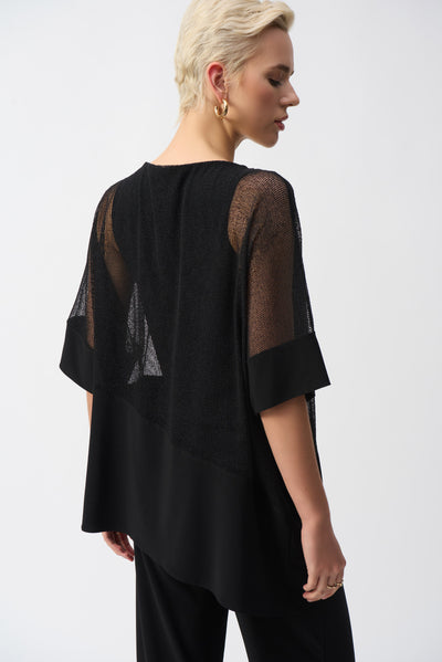 251092 Mesh And Silky Knit Cocoon Top