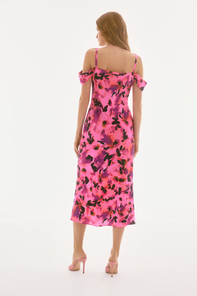 251737 Satin Floral Sheath Dress