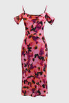 251737 Satin Floral Sheath Dress