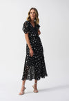 251907 Chiffon Dot Print Wrap Dress