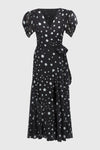 251907 Chiffon Dot Print Wrap Dress