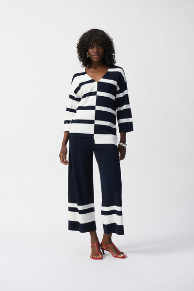 251914 Stripe Rayon V-Neck Sweater