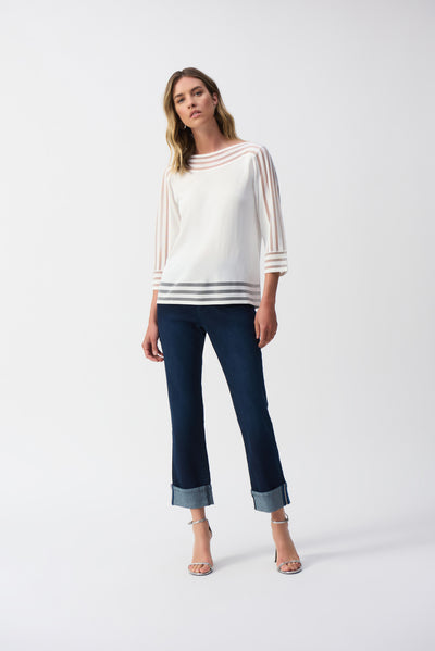 251946 Lightweight Pullover with Mesh Stripe Detail