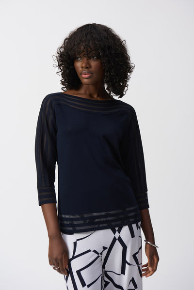 251946 Lightweight Pullover with Mesh Stripe Detail