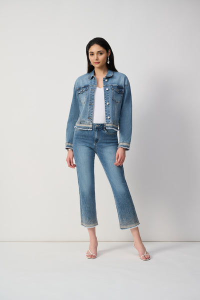 251956 Straight Leg Crop Diamante Stretch Jeans