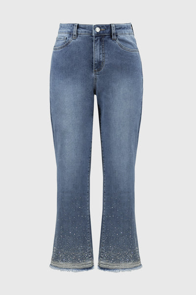 251956 Straight Leg Crop Diamante Stretch Jeans