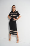 252923 Sweater Knit Open Stitch Stripe Skirt