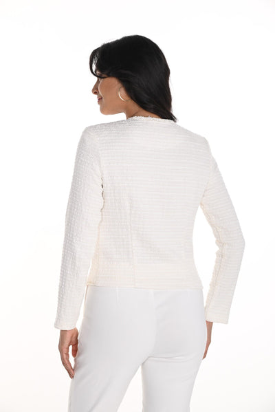 256340 Round Neck Shaped Boucle Jacket