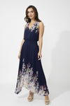 256712U Midnight Floral Placement Pleat Maxi Dress