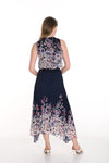 256712U Midnight Floral Placement Pleat Maxi Dress