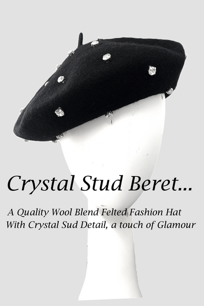 D0014 Crystal Stud Wool Beret