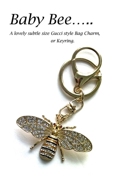 D0025 Diamante Baby Bee Keyring Bag Charm