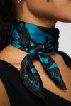 JR0012  Silky Satin Abstract Print Bandana Scarf