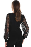 244223 Lace Sleeve Open Neck Top