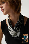 JR0012  Silky Satin Abstract Print Bandana Scarf