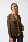 244253 Luster Satin Cheetah Blouse