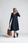 8557 Merino Panelled Bell Dress